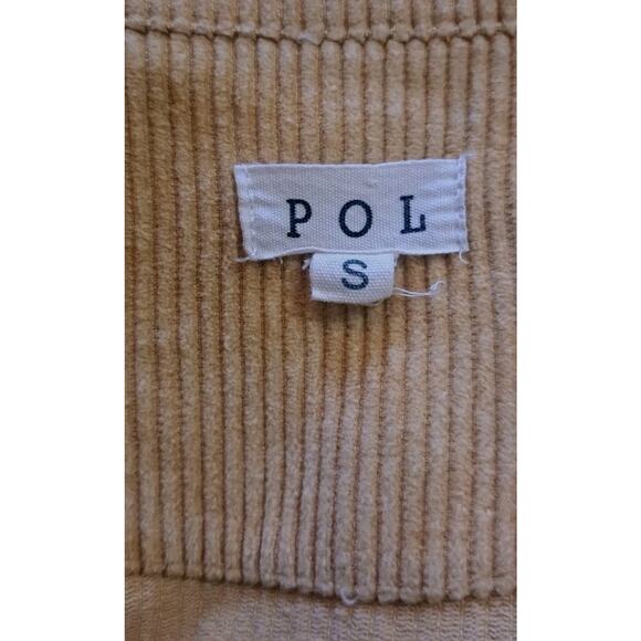 POL Khaki Corduroy Cropped Jacket/Shacket Size Small Grunge Boho Preppy Raw Hem - Picture 5 of 7